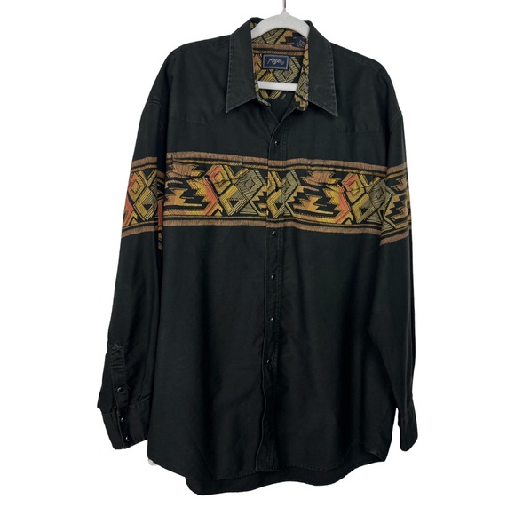 Roper Other - VTG Roper Black Aztec Snap Front Long Sleeve Western Shirt Men’s Size X-Large